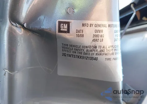 2009 Chevrolet Impala Lt z USA, uszkodzony, nr VIN 2G1WT57KX91213540